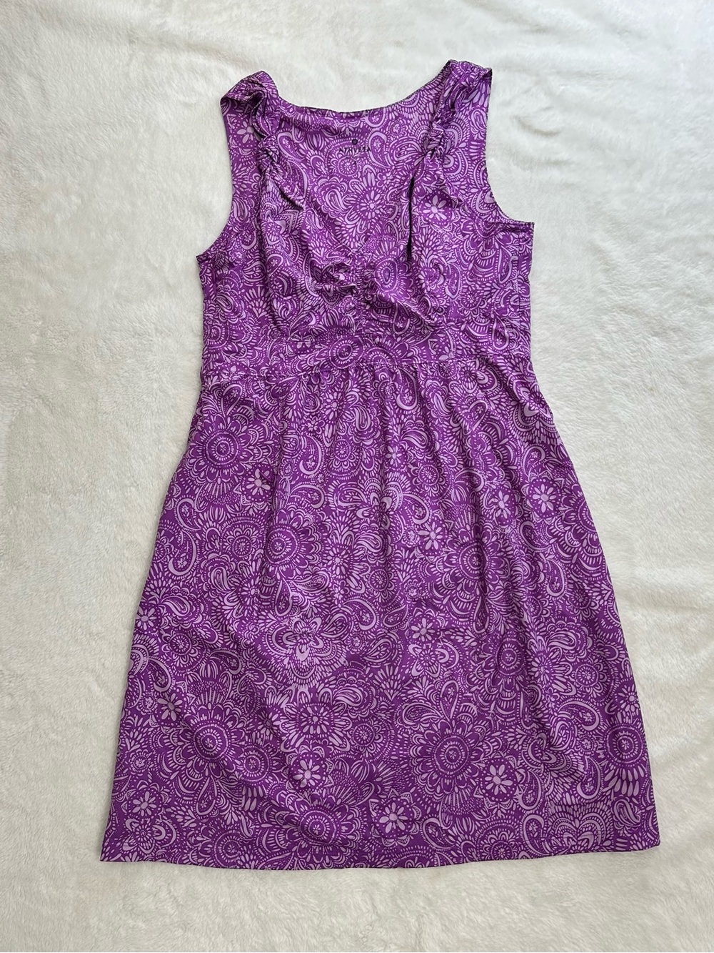 Athleta Nearly Knotical Dress Purple Paisley Floral Size 4 Great Condition